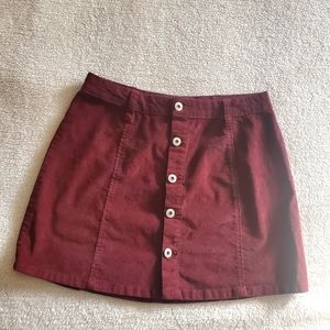 ReGeneration by Celebritiy Pink  Burgundy Corduroy Mini Skirt Preppy Academia
